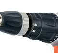 The hammer facility enables you to drill into hard walls and masonry