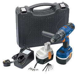 The hammer drill is supplied complete with a storage and carry case and two 24-volt one-hour fast-charging battery packs