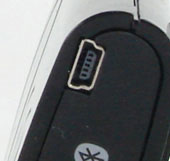 loseup image of the Mini-USB charging input