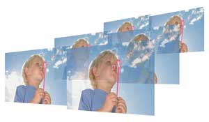 The TV alternately reproduces the left and right images, which are viewed through 3D Eyewear