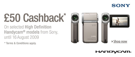 Claim �50 cashback on selected Sony HD Handycams
