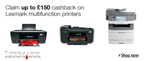 Claim up to �150 cash back on selected Lexmark multifunction printers, including laser and inkjet models.