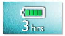 Up to 3 hours of movie, music or photo playback.