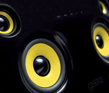 The stylish design includes 4 yellow exposed drivers
