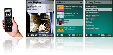 Logitech Squeezebox controller uses intuitive scroll-wheel and buttons to access your content