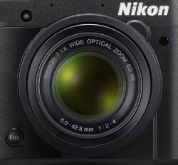 Picture shows a close-up of the front of the camera including the lens and one of the two customisable function buttons.