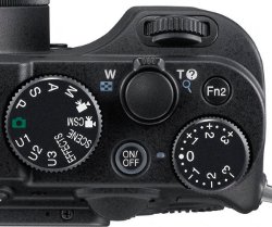 Picture shows the controls on the top of the camera.