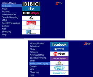 ZDTV's menus provide popular favourites and allow you to add your own favourites to the list.