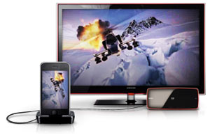 Connect your iPhone or iPod with the included dock