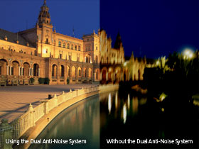 The Dual Anti-Noise System offers a new low light mode which greatly improves dynamic range and noise reduction for brilliant results.