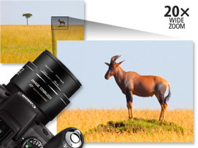 The amazing 20x Optical zoom is equivalent to a 35mm lens of 28-560mm