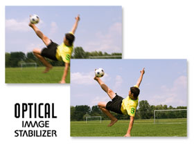 The Optical Image Stabiliser automatically detects and corrects camera shake.