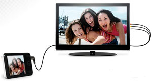 Video out via optional AV cable enables you to watch your content on your TV