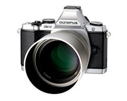 M.Zuiko Digital ED 75mm 1:1.8 with optional lens hood mounted on an Olympus E-M5 Body