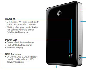 Seagate GoFlex Satellite 500GB USB 3.0 Portable  Rechargable Wireless Hard Drive