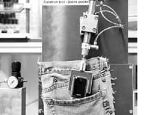 Trouser Pocket Test: Each handset is placed into a trouser pocket containing dust and crumbs 10,000 times.