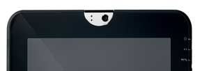 The dual front and back cameras are encased in stylish chrome plating.