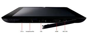 Take a closer look at the connectivity and features of the Toshiba AT100 tablet.