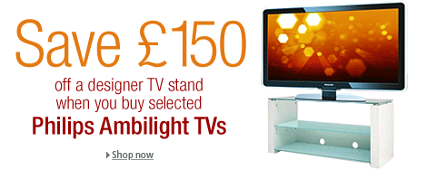 Buy any selected Philips Ambilight TV and save �150 off a designer stand