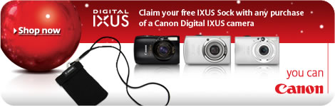 Canon Digital IXUS cameras with free sock case