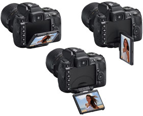 Image showing multiple positions of the Vari-angle monitor