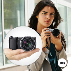 Discover the creative benefits of a sophisticated DSLR without compromising on size or weight. Slim enough to slip in and out of a bag or pocket &ndash; a perfect combination of portability, performance and ease of use.