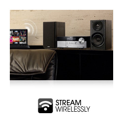 Stream your music wirelessly from your PC and device without docking thanks to built in WI-Fi