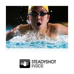 SteadyShot INSIDE image stabilization: Effective enough at shutter speeds approximately 2.5 to 4.5 steps slower than would otherwise be possible while supporting all alpha lenses