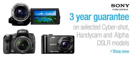 Free 3 Year Guarantee on Selected Sony Digital Cameras and Camcorders