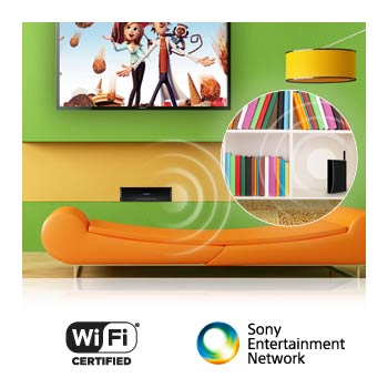 Access videos, photos and music wirelessly through your home network with built in Wi-Fi.