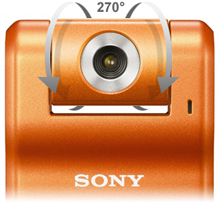 Swivel the lens to turn on the power and start recording yourself