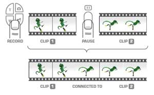 Combine clips into one continuous video with the X200's Pause button