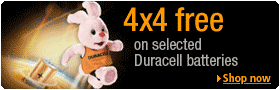 4+4 free on selected Duracell batteries