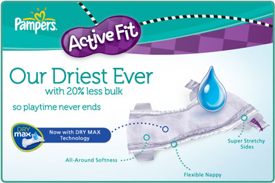 Pampers Active Fit Nappies Features