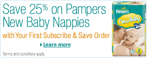 Save 25% on Your First Subscribe & Save Order of New Baby Nappies