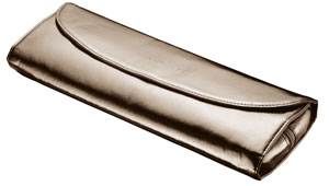The silver travel pouch which accompanies the Pearl Hair Straightener