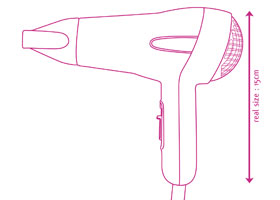 1200W travel hair dryer with concentrator nozzle