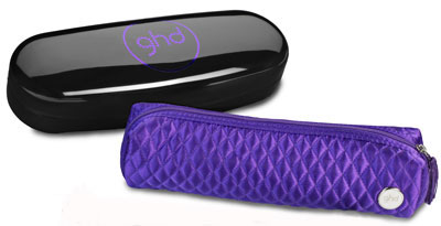 Quilted purple cover and glossy black case