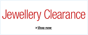 Clearance jewellery including necklaces, earrings, rings, bangles, bracelets, cufflinks and brooches.