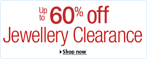 Clearance jewellery including necklaces, earrings, rings, bangles, bracelets, cufflinks and brooches.