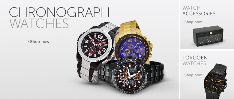 Chronograph Watches plus watch accessories and Torgoen watches