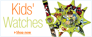 Kids' Watches promotion highlighting a Ben 10 watch and clock