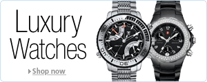 Luxury Watches promotion highlighting a men's and a women's watch