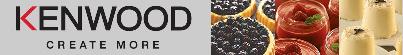 Kenwood Store Banner featuring the tasty meals and backed goods you can prepare with Kenwood products