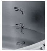 All WMF pressure cookers have an inside scaling for easy measuring