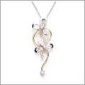 9ct Two Colour Diamond Flower Pendant by CHIC