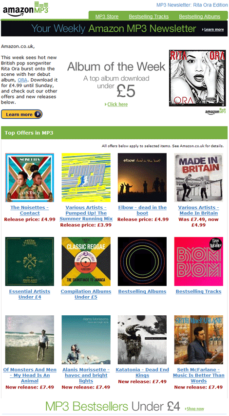 Amazon MP3 Newsletter Example