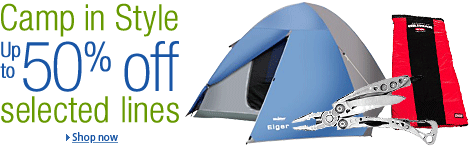 Save up to 50% on selected Camping and Outdoor Equipment