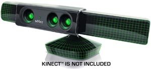 The Nyko Zoom clips on atop the Kinect Sensor