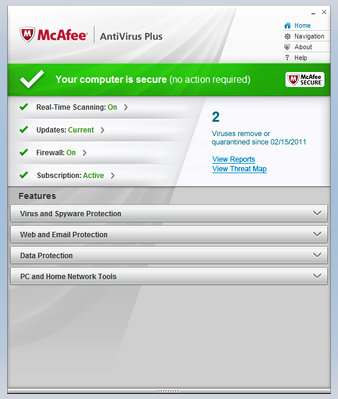 McAfee AntiVirus Plus 2012 – Functions